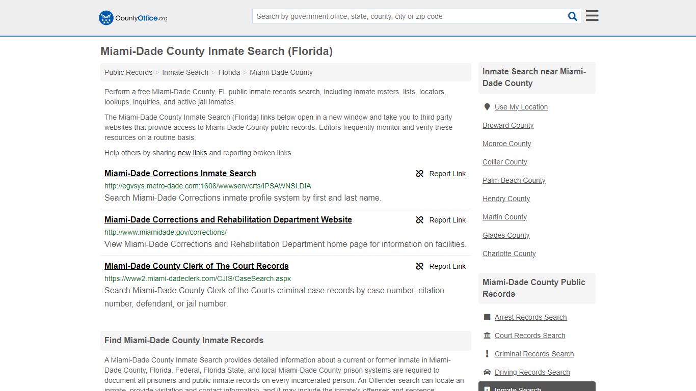 Miami-Dade County Inmate Search (Florida) - County Office